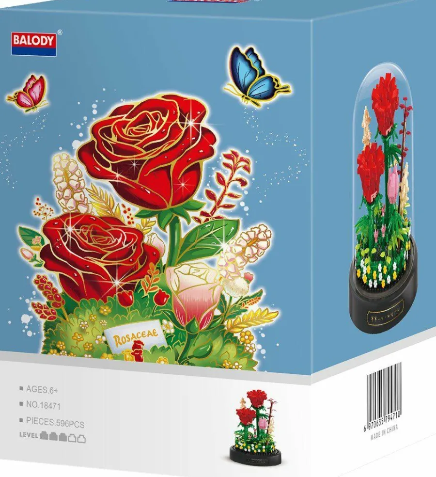 Balody 3D Bouwset Red Roses onder stolp New