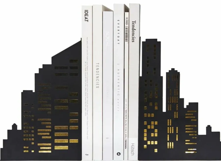 Balvi Boekensteun Skyline Lights zwart Discount