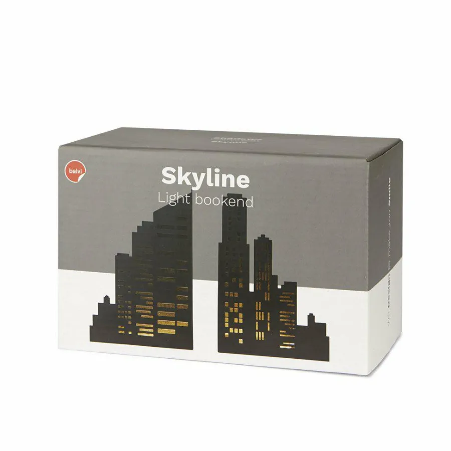 Balvi Boekensteun Skyline Lights zwart Discount