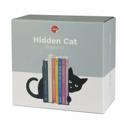 Balvi Boekensteun verborgen kat zwart metaal
