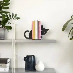 Balvi Boekensteun verborgen kat zwart metaal