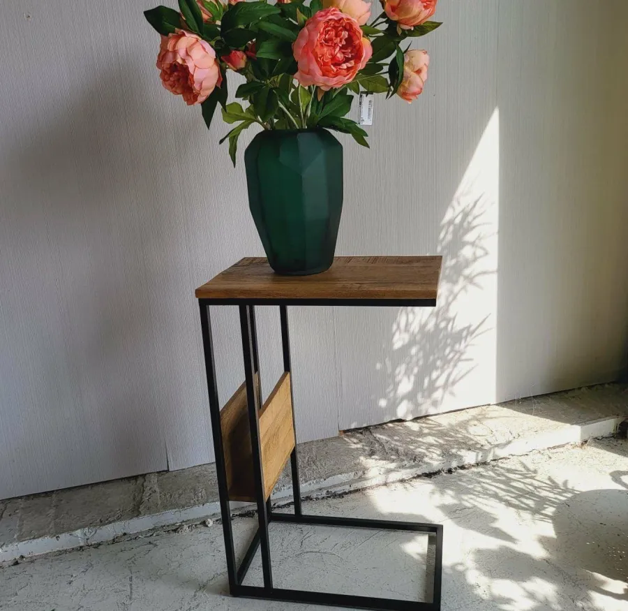 Benoa Bijzettafel industrieel sofa zwart met vak Outlet