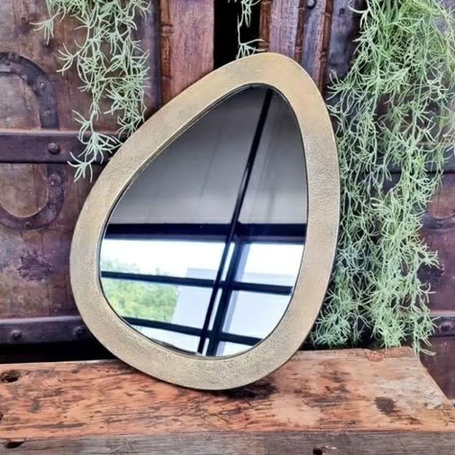 Benoa Eivormige spiegel antiek brass klein Discount