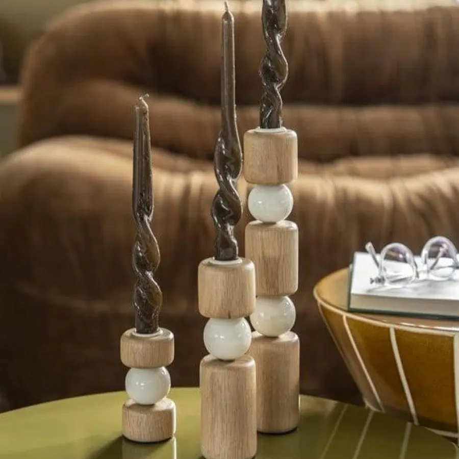 By Boo Kandelaar Belloa - beige - set van 3 kandelaren Discount