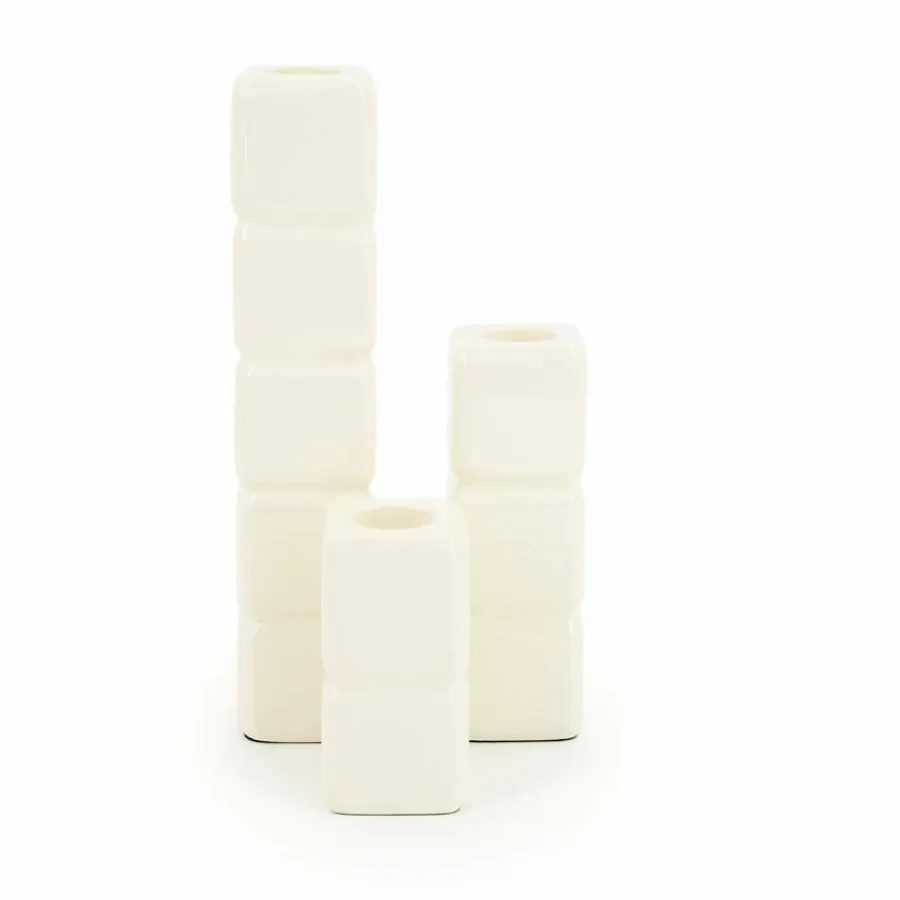 By Boo Set van 3 kandelaren Cube - beige Online