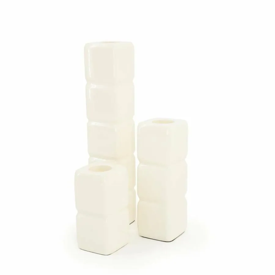 By Boo Set van 3 kandelaren Cube - beige Online