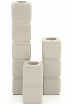 By Boo Set van 3 kandelaren Cube – taupe Clearance