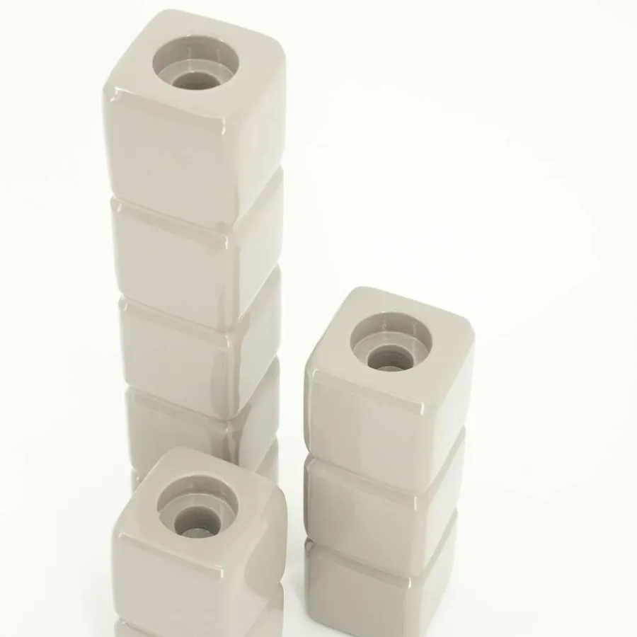By Boo Set van 3 kandelaren Cube – taupe Clearance