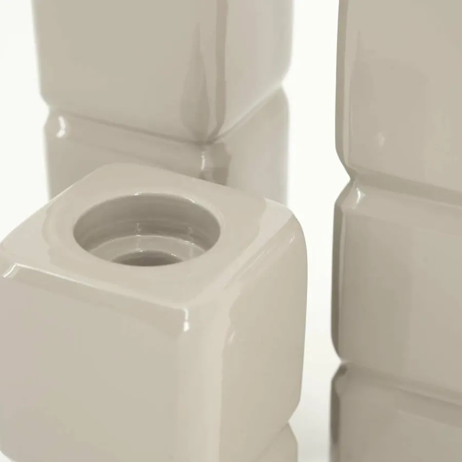 By Boo Set van 3 kandelaren Cube – taupe Clearance