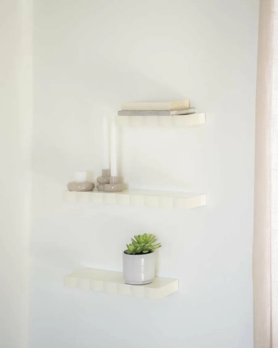 By Boo Wandplank Prinz set van 3 - beige Outlet