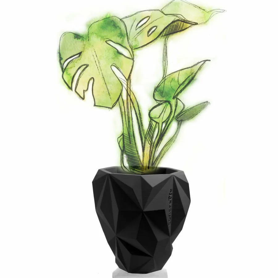 Candellana Bloempot beton Geometric 13 cm mat Zwart Discount