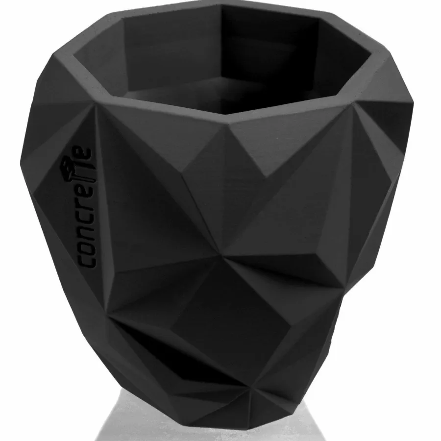 Candellana Bloempot beton Geometric 13 cm mat Zwart Discount