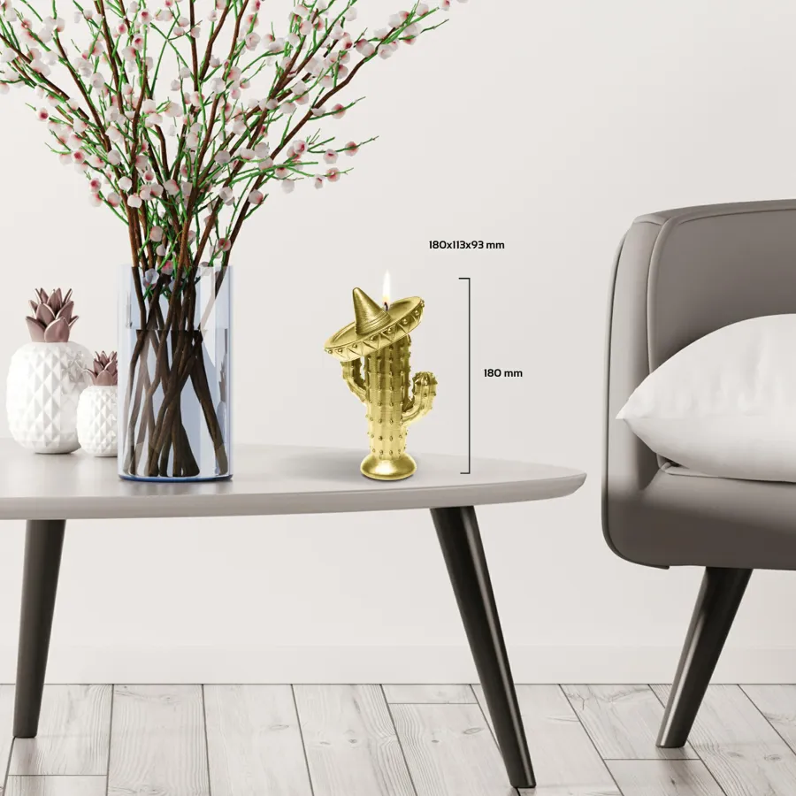 Candellana Kaars cactus met sombrero goud Discount