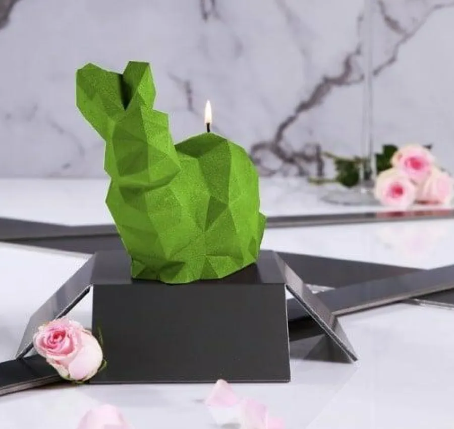Candellana Kaars Konijn groot groen metallic Clearance