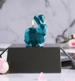 Candellana Kaars Konijn klein blauw metallic Best