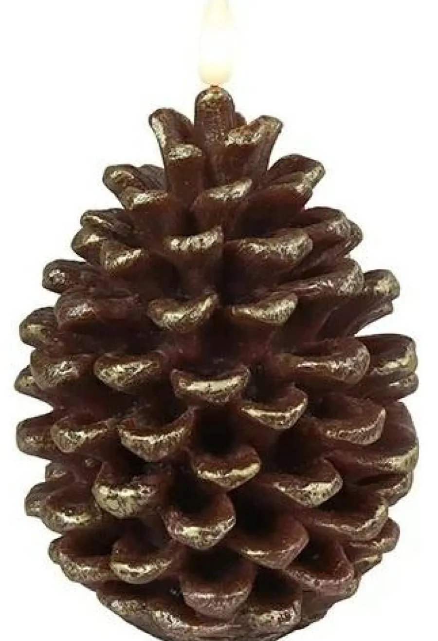 Countryfield Dennenappelkaars LED Lyon L bruin Outlet