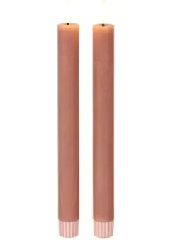 Countryfield Dinerkaars LED Diner rustiek roze met beweegbare vlam – 2 stuks Hot