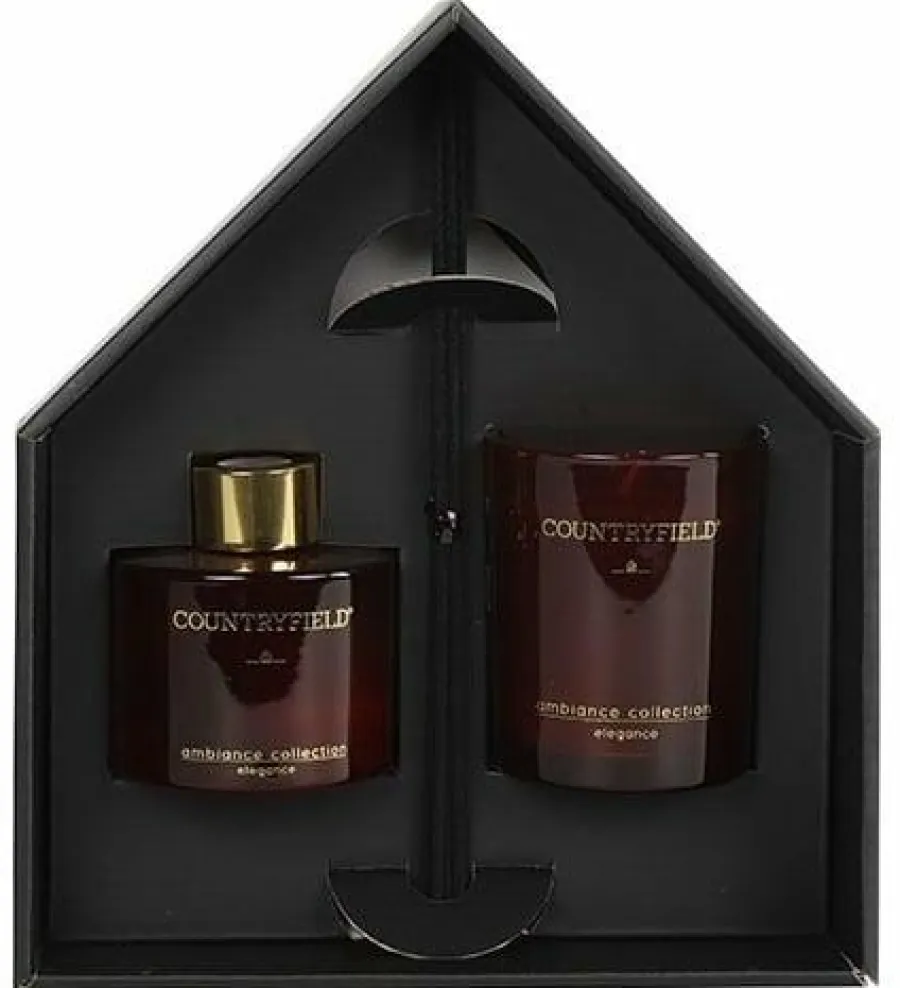 Countryfield Elegance Gift box geurstokje & kaars rood Sale