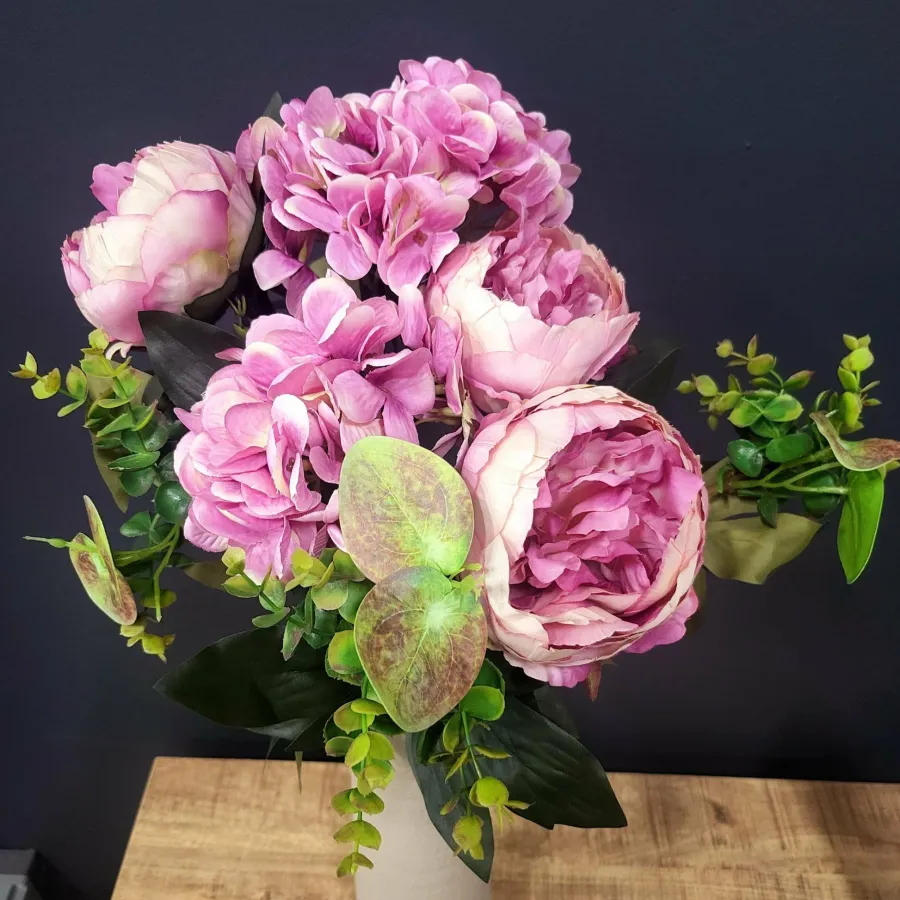 Countryfield Kunst boeket Peony Hydrangea 3x3 Lila
