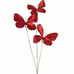 Countryfield Kunstdeco Vlinder Lush rood Set van 3 takken met 3 vlinders per tak Best