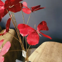 Countryfield Kunstdeco Vlinder Lush rood Set van 3 takken met 3 vlinders per tak Best
