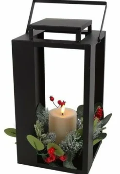 Countryfield Lantaarn met kaars LED Arles S zwart-L18,5B18,5H35CM Clearance