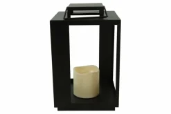 Countryfield Lantaarn met LED kaars Rennes zwart / wit outdoor S Sale