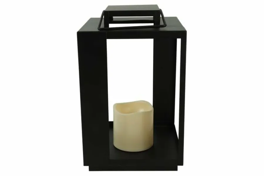 Countryfield Lantaarn met LED kaars Rennes zwart / wit outdoor S Sale