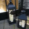 Countryfield Lantaarn met 3xLED kaars Toulon zwart / wit Clearance
