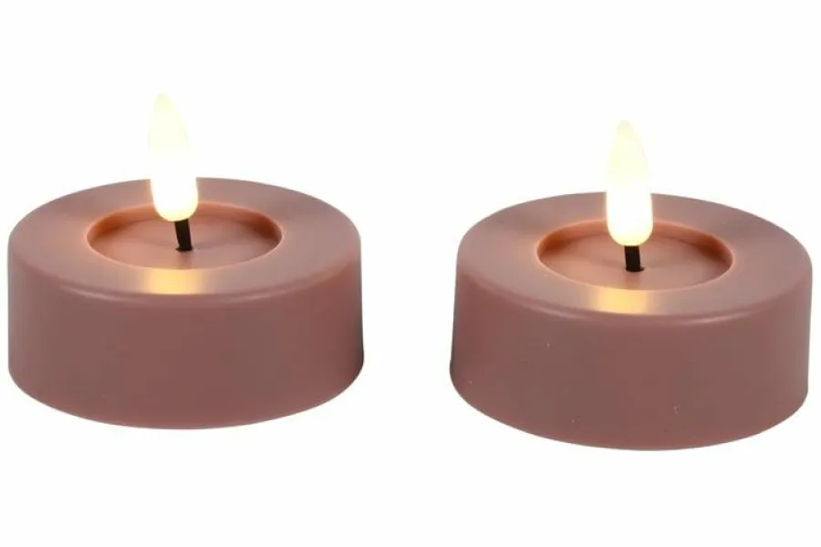 Countryfield Maxi theelicht Ø6,7CM LED Patio set van 2 roze New