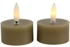 Countryfield Theelicht rustiek Ø4CM LED Lyon beige - set van 2 New