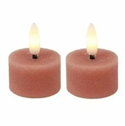 Countryfield Theelicht rustiek Ø4CM LED Lyon roze - set van 2 New