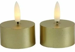 Countryfield Theelicht rustiek Ø4CM LED Lyon goud - set van 2 Discount