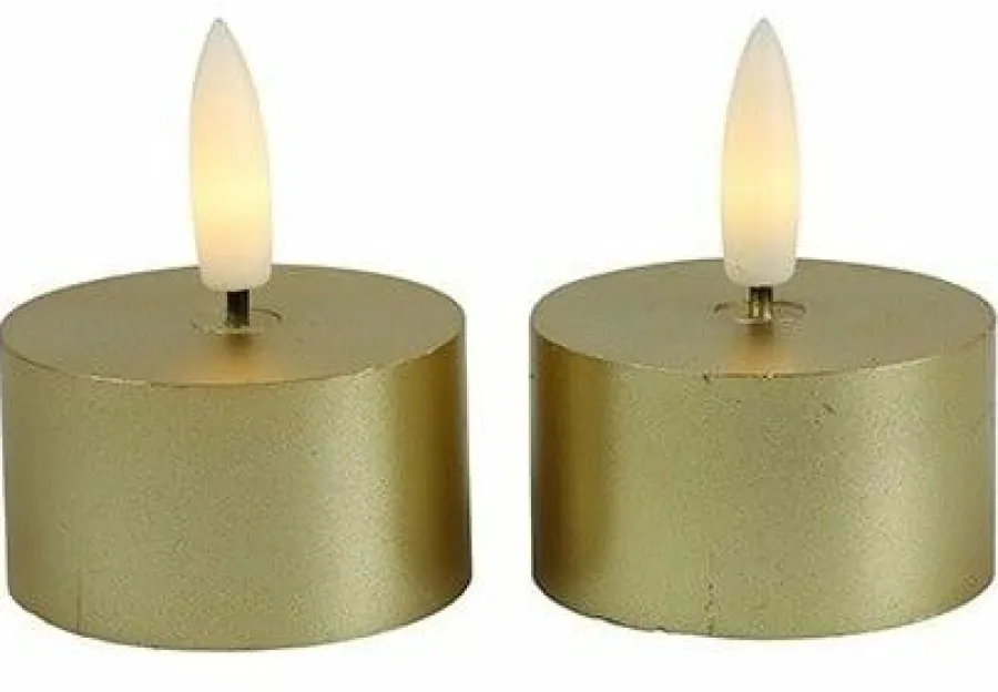 Countryfield Theelicht rustiek Ø4CM LED Lyon goud - set van 2 Discount