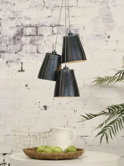 Good&Mojo Hanglamp Amazon recycled autoband met 3 kappen zwart L