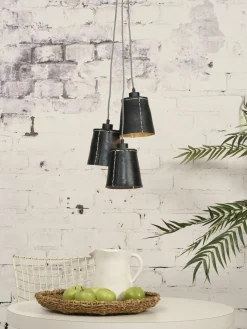 Good&Mojo Hanglamp Amazon recycled autoband met 3 kappen zwart S