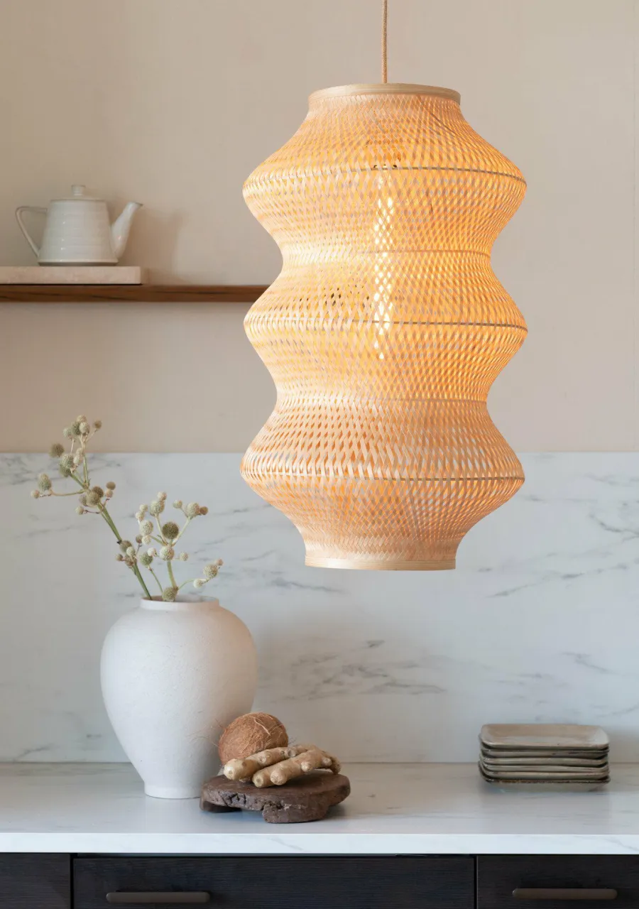 Good&Mojo Hanglamp Barbados bamboe ø40xh.67cm naturel XL Discount