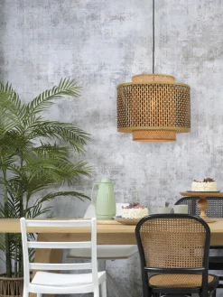 Good&Mojo Hanglamp Bhutan bamboe Ø 40 cm zwart naturel S Outlet