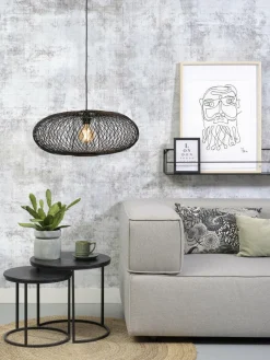 Good&Mojo Hanglamp Cango bamboe ellips dia.60x25cm zwart Best