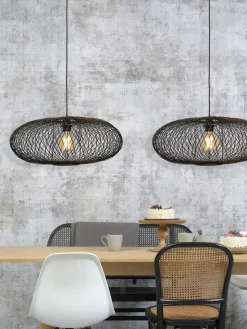Good&Mojo Hanglamp Cango bamboe ellips dia.60x25cm zwart Best