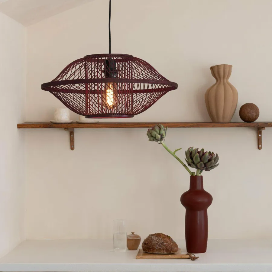 Good&Mojo Hanglamp Maui bamboe burgundy S Online