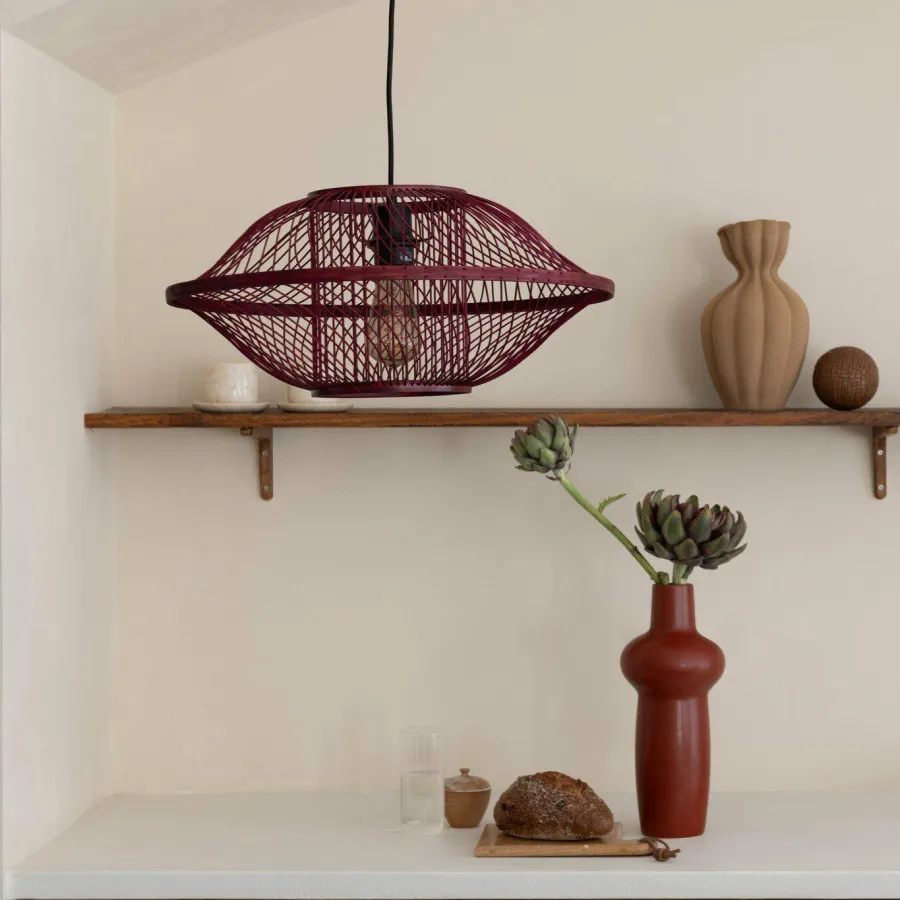 Good&Mojo Hanglamp Maui bamboe burgundy S Online