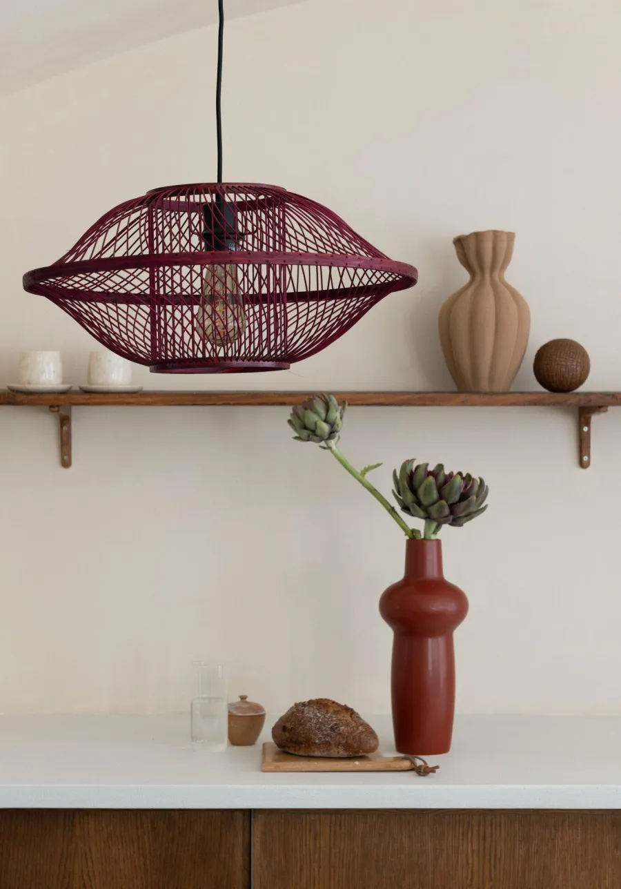 Good&Mojo Hanglamp Maui bamboe burgundy S Online