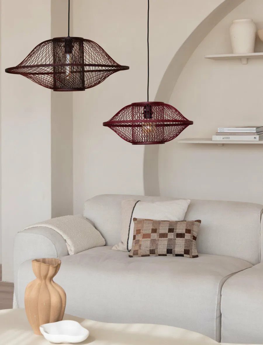 Good&Mojo Hanglamp Maui bamboe ø70xh.30cm burgundy L Sale