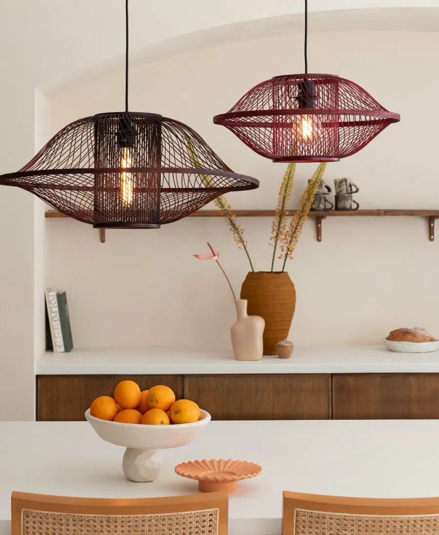 Good&Mojo Hanglamp Maui bamboe ø70xh.30cm burgundy L Sale