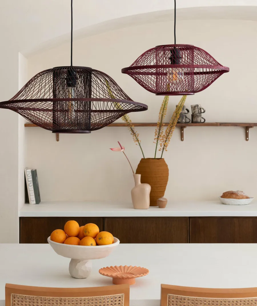Good&Mojo Hanglamp Maui bamboe ø70xh.30cm burgundy L Sale