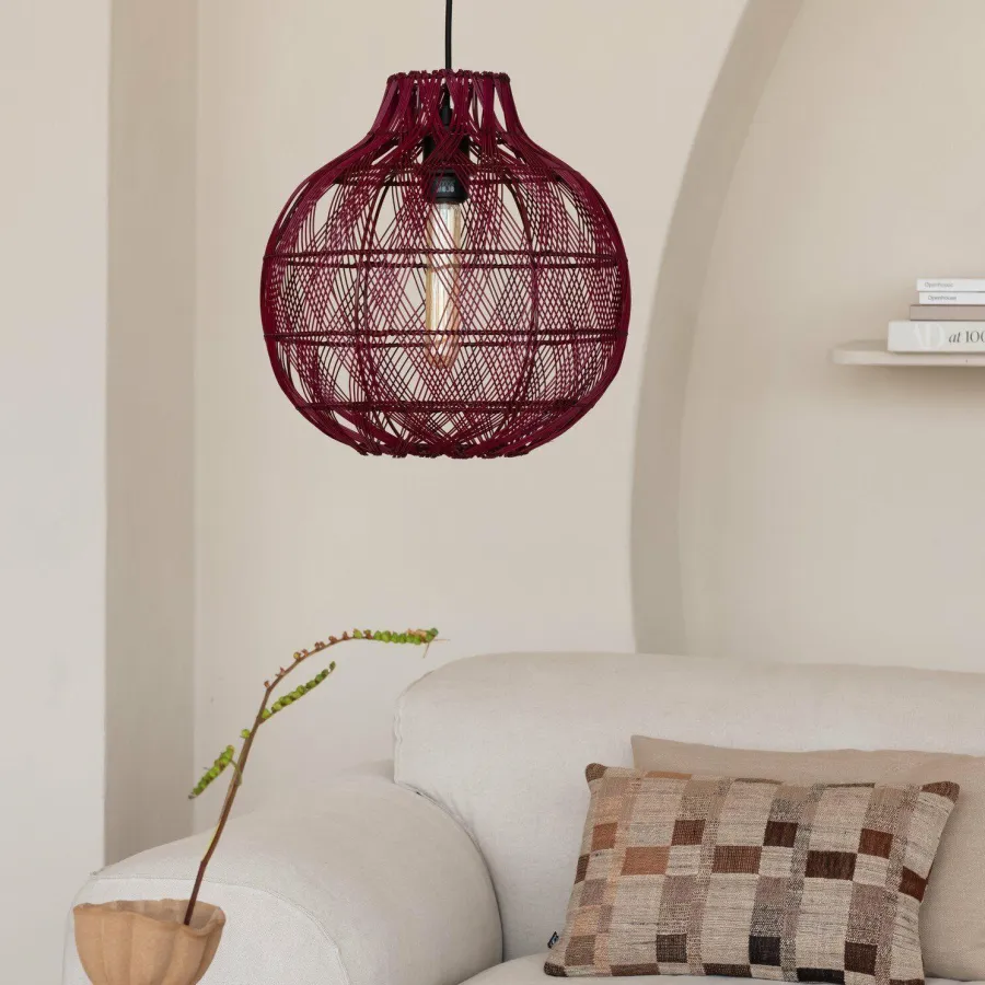 Good&Mojo Hanglamp Mendoza bamboe ø35xh.35cm burgundy S Clearance