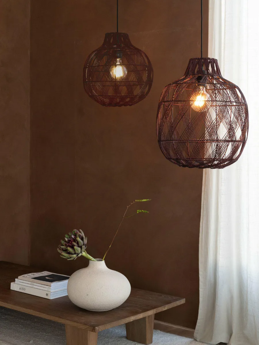 Good&Mojo Hanglamp Mendoza bamboe ø35xh.35cm burgundy S Clearance