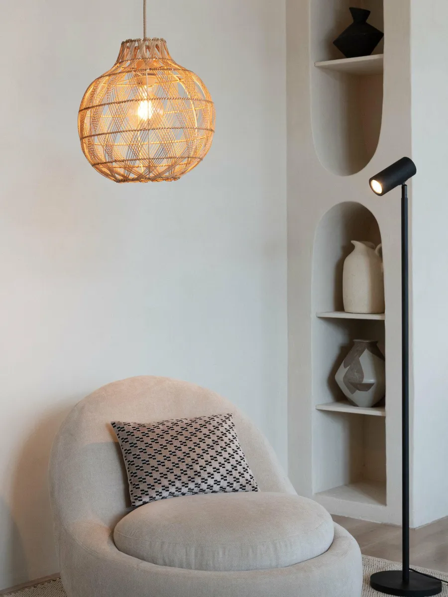 Good&Mojo Hanglamp Mendoza bamboe/kap ø35xh.35cm naturel. S Outlet