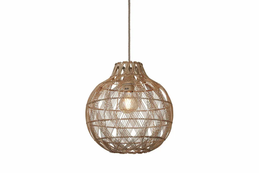 Good&Mojo Hanglamp Mendoza bamboe/kap ø35xh.35cm naturel. S Outlet